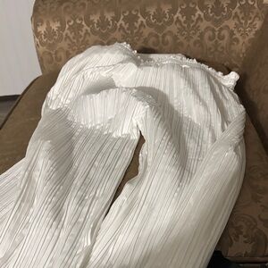 Elegant White Pleated Dress